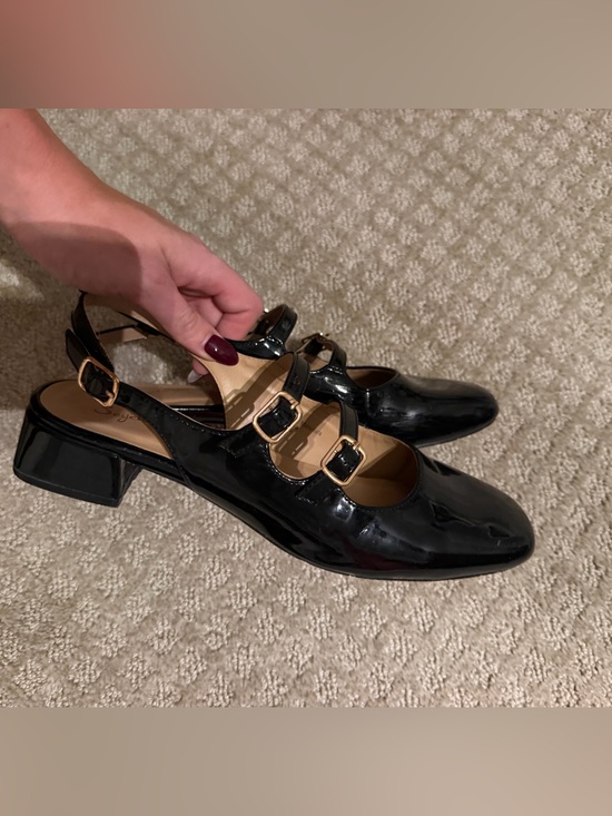 Seychelles Shoes - Seychelles Black Patent Mary Jane Slingback Heels with Triple Buckles